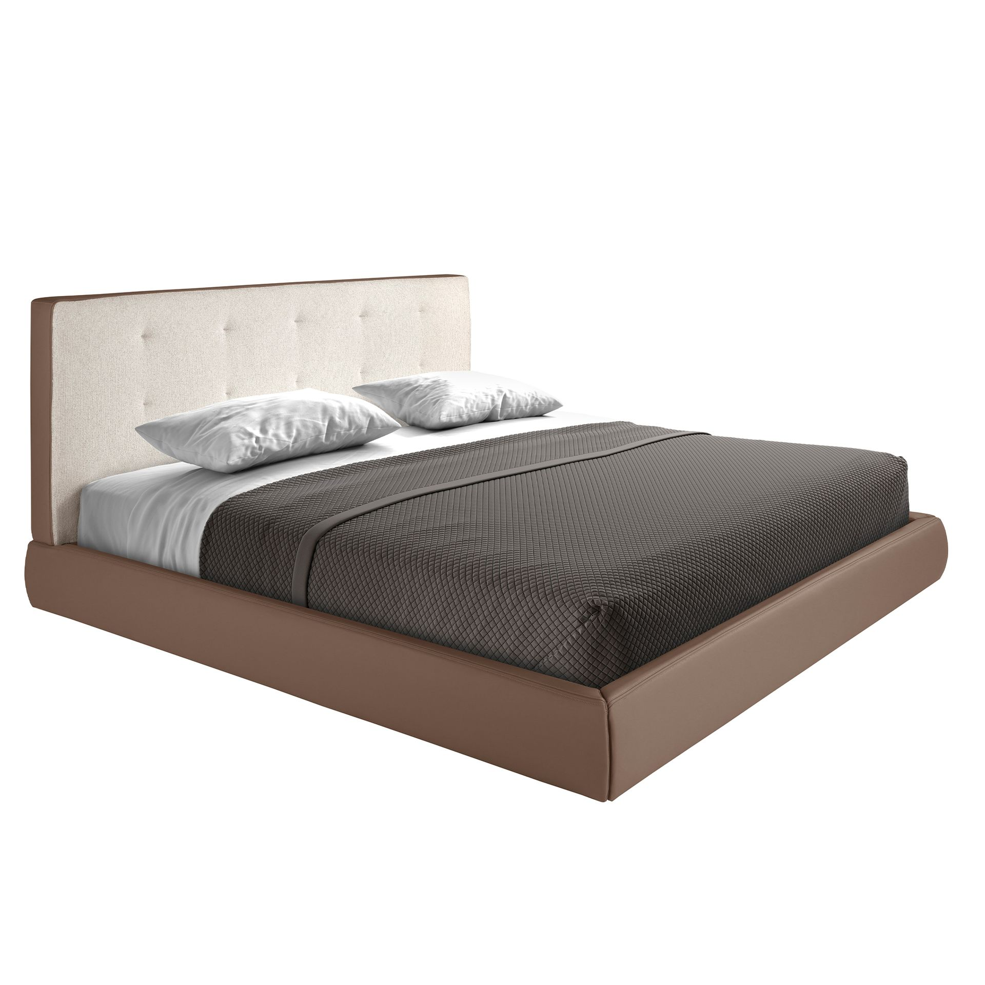 Angel Cerdá 7174 – Modern tweepersoonsbed in bruine stof en bruin ecoleer