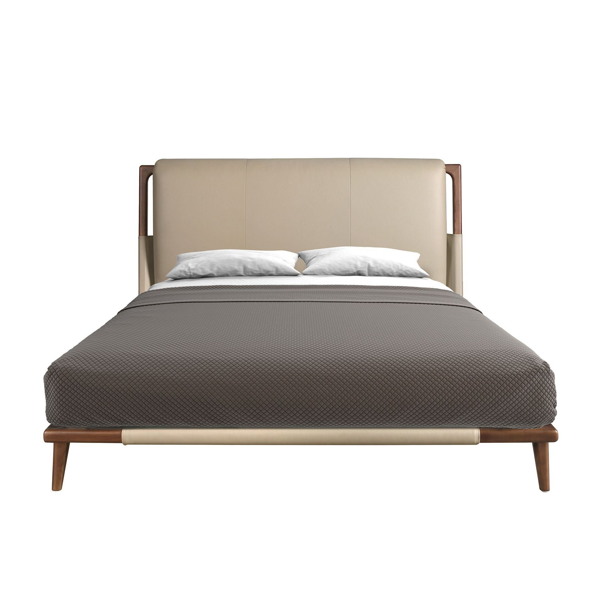 Angel Cerdá 7194 – Luxe tweepersoonsbed in nerts-kleurig ecoleer