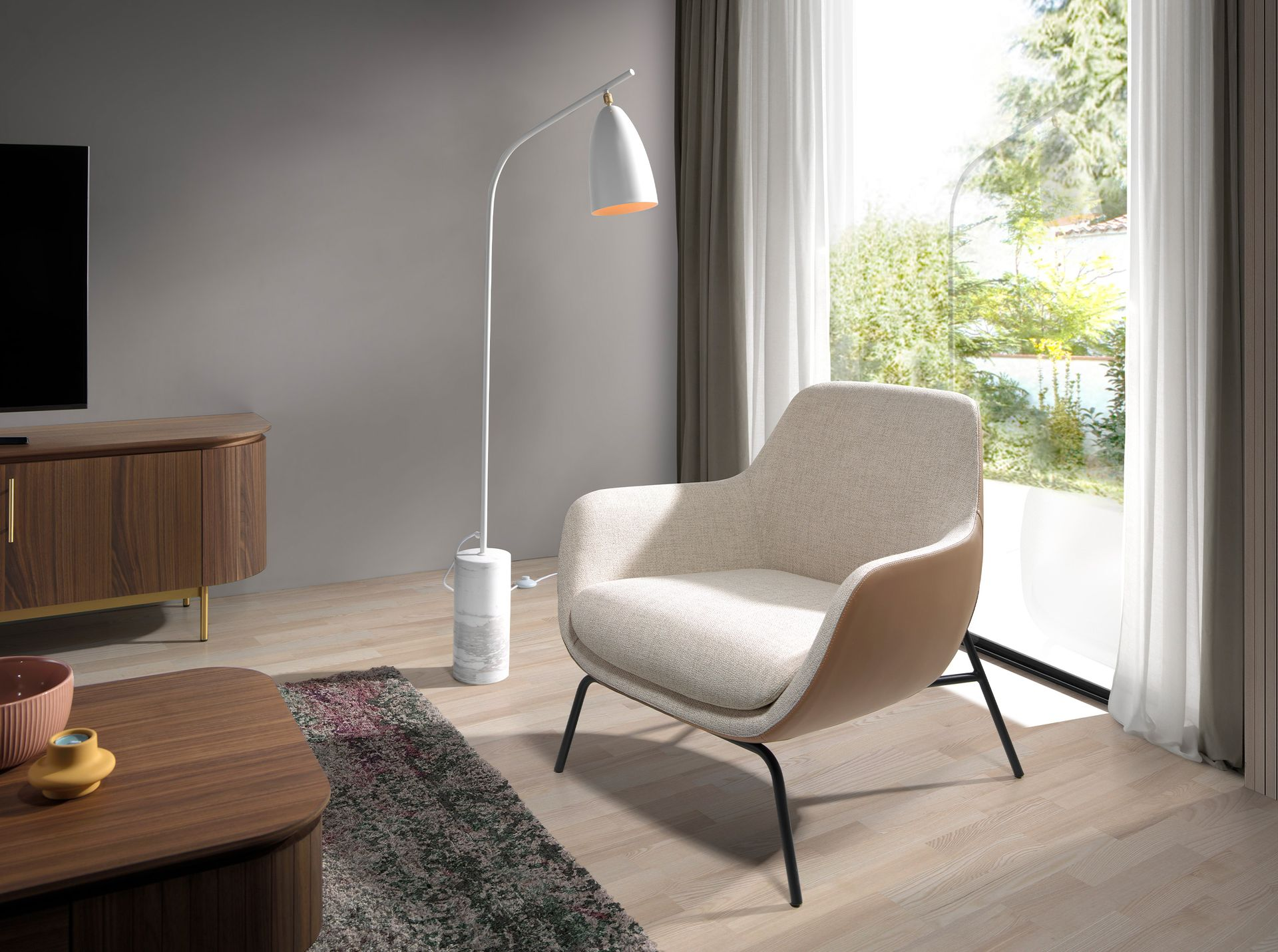 Angel Cerdá 8036 – Moderne Vloerlamp van Marmer en Wit Staal