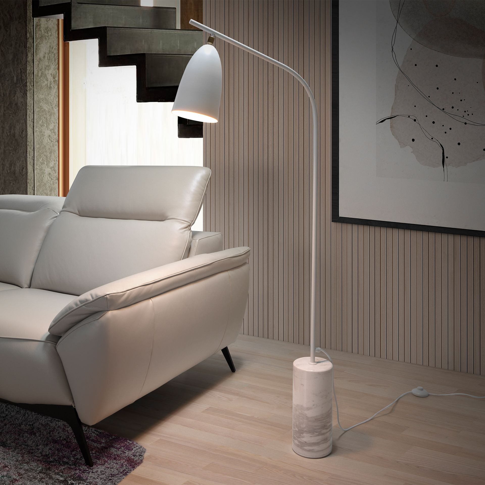 Angel Cerdá 8036 – Moderne Vloerlamp van Marmer en Wit Staal