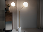 Angel Cerdá 8048 – Luxe Vloerlamp van Wit Marmer, Verguld Staal en Wit Glas