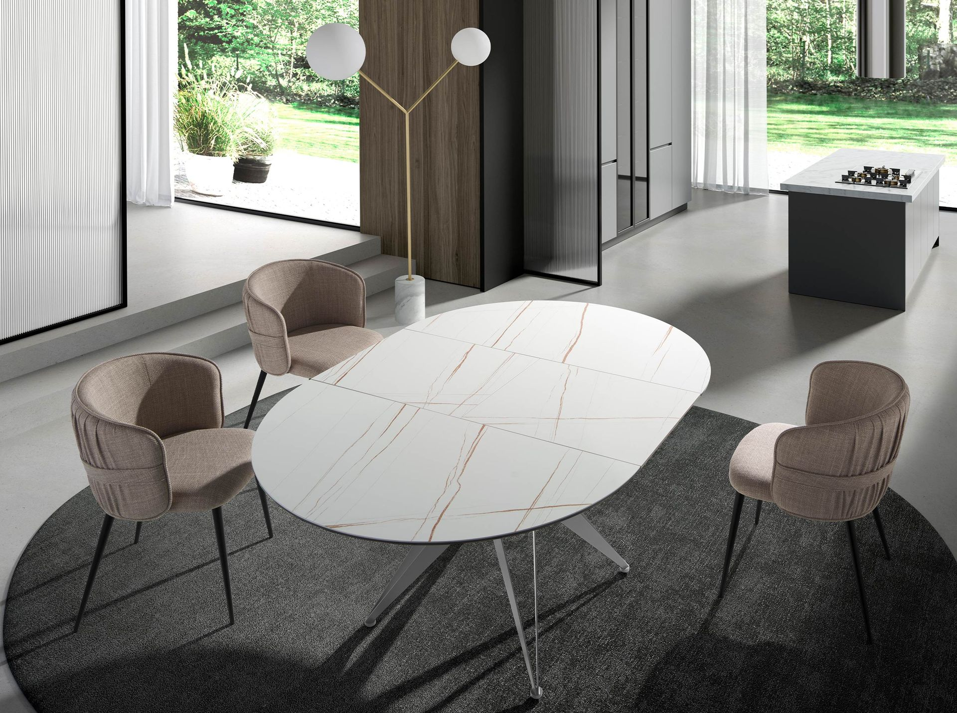 Angel Cerdá 8048 – Luxe Vloerlamp van Wit Marmer, Verguld Staal en Wit Glas