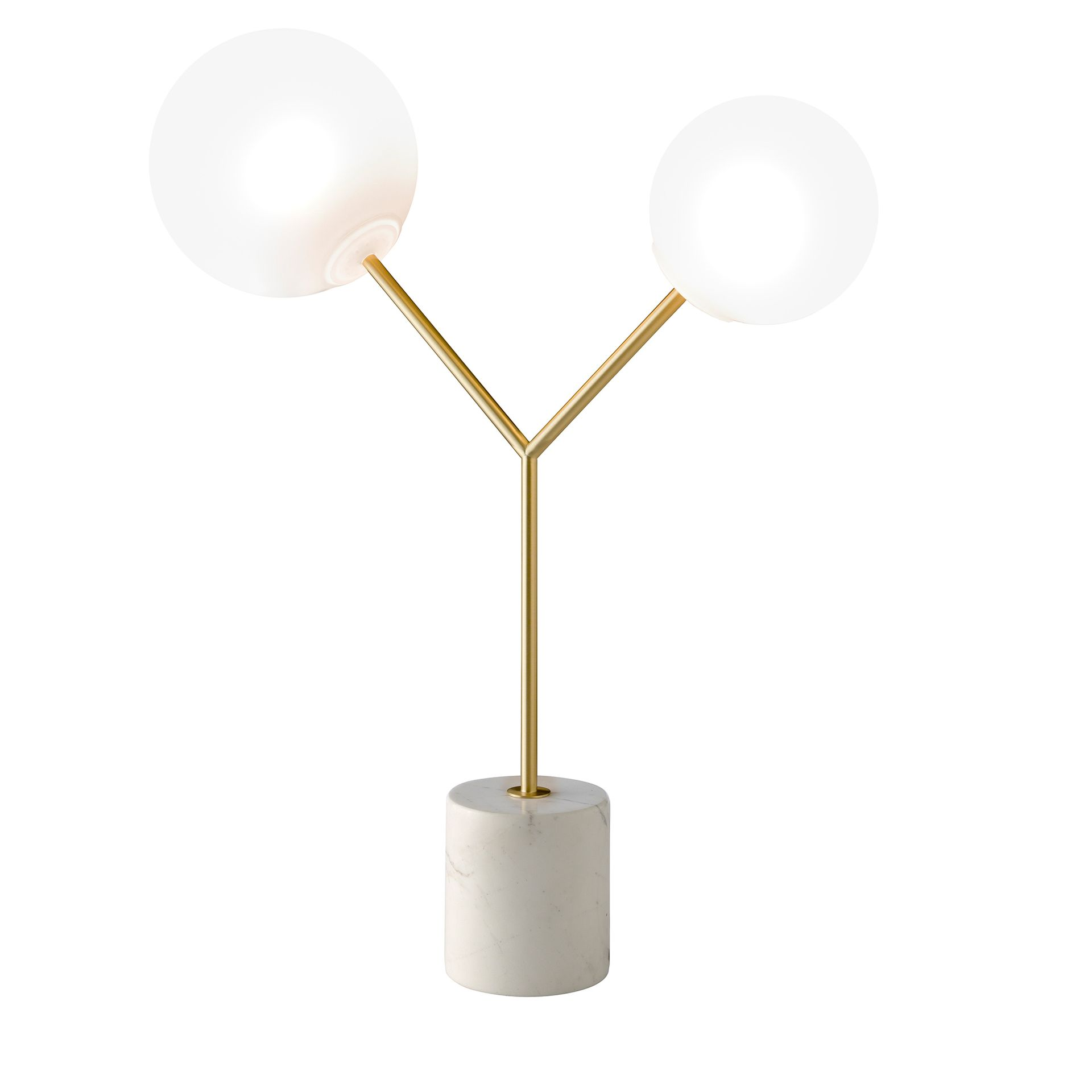 Angel Cerdá 8050 – Luxe Tafellamp van Wit Marmer, Goudkleurig Staal en Wit Glas