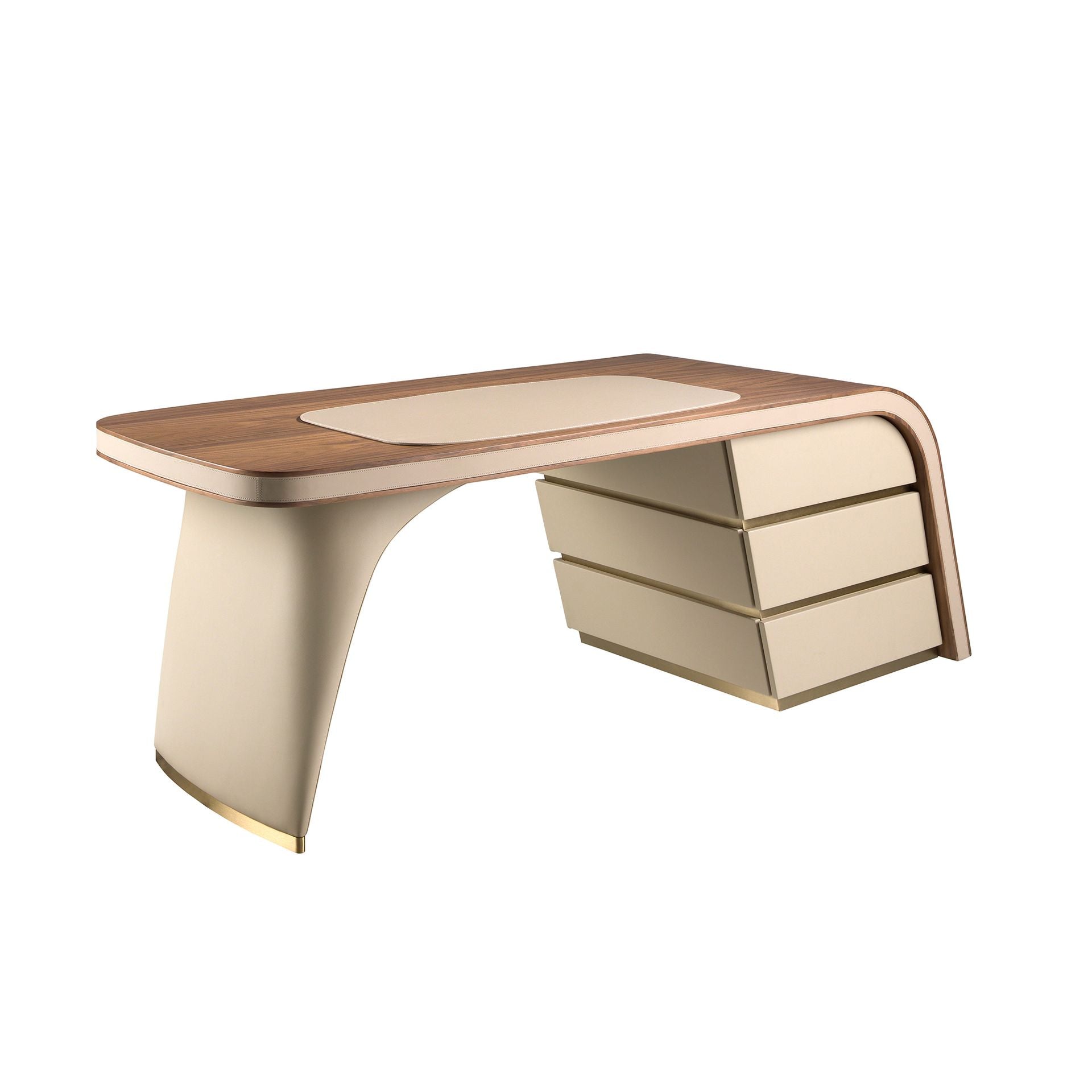 Angel Cerdá 3268 - Design Bureau Walnoot met Crème Kunstleer en Laden