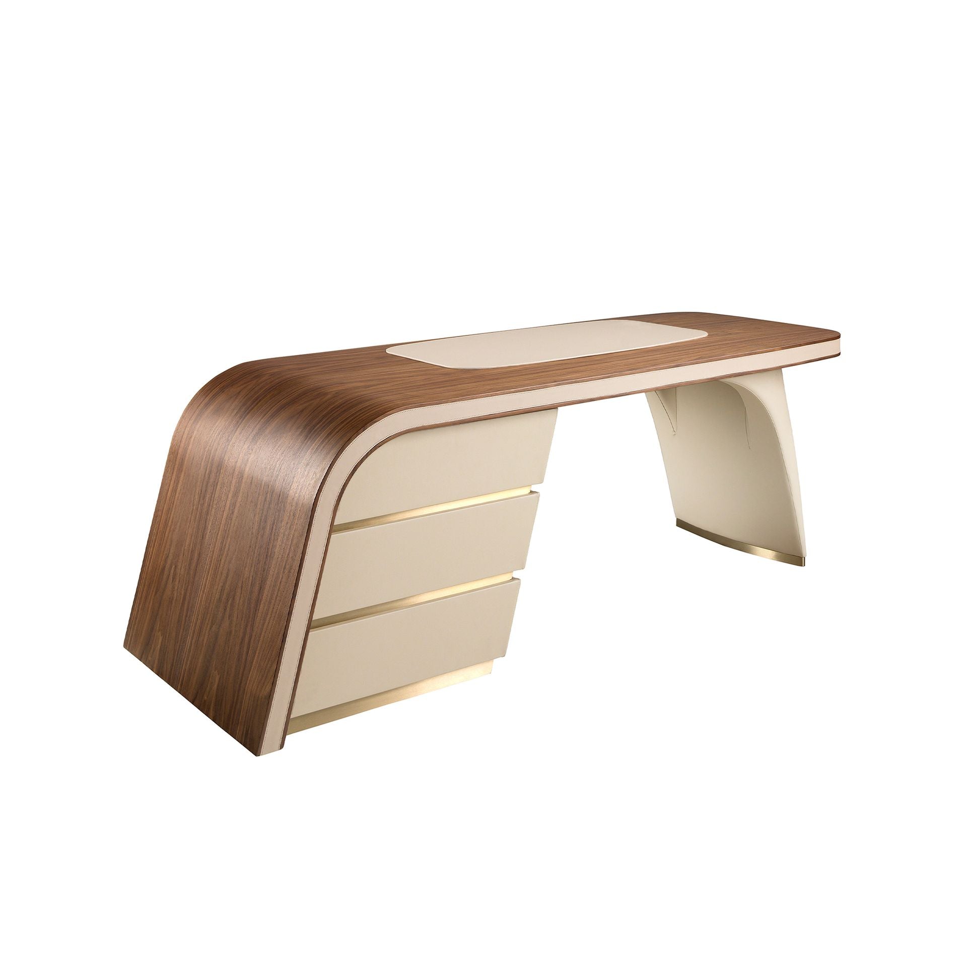 Angel Cerdá 3268 - Design Bureau Walnoot met Crème Kunstleer en Laden