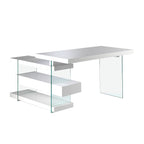 Angel Cerdá 3002 - Modern Bureau Wit Hout met Gehard Glas & Laden