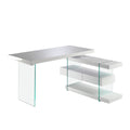 Angel Cerdá 3002 - Modern Bureau Wit Hout met Gehard Glas & Laden