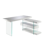 Angel Cerdá 3002 - Modern Bureau Wit Hout met Gehard Glas & Laden
